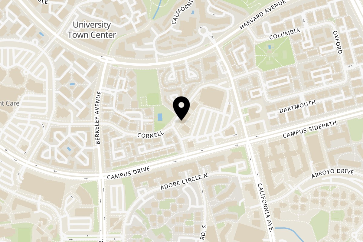 Map showing the location of I Heart Pancakes Irvine on 4517 Campus Dr in Irvine